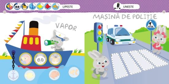 Mijloace de transport. Iepurașul Bunny. Cu autocolante