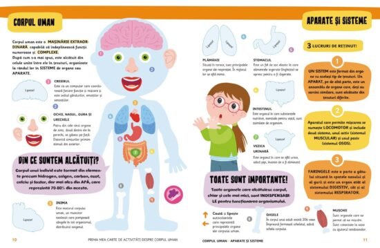 Prima mea carte de activități despre corpul uman. Teste. Curiozități. Jocuri. Cu multe autocolante fantastice